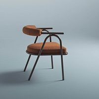 Contemporary chair Babaindoorfabriclacquered metal steel base