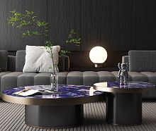 Contemporary coffee table Agate Purple 1natural stonesemiprecious stonemetal base