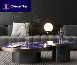 Contemporary coffee table Agate Purple 1natural stonesemiprecious stonemetal base