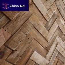 Indoor wall cladding panel Herringbone Salvaged Pinewoodengluednew support
