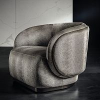 Contemporary armchair COCOONfabricwoodenbrown