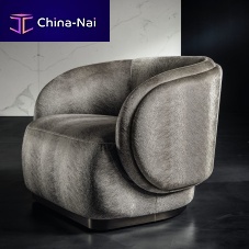Contemporary armchair COCOONfabricwoodenbrown