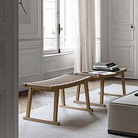 Contemporary bench Sellasolid woodfabricleather