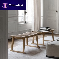 Contemporary bench Sellasolid woodfabricleather