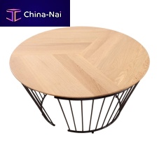 Contemporary coffee table DUVARsolid woodmetalround