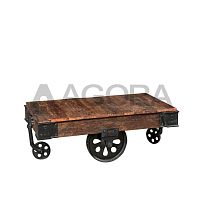 Original design coffee table RAILWAYS solid woodmetal baserectangular