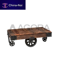 Original design coffee table RAILWAYS solid woodmetal baserectangular