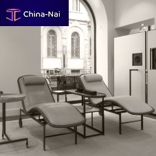 Contemporary chaise longue FORA fabricleathermetal