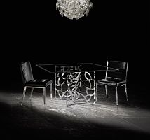 Contemporary chair GIindoorleatherchrome steel base