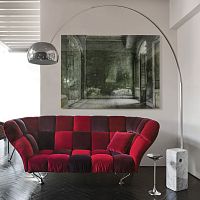 Contemporary sofa 33 CUSCINIvelvetgrayred