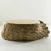Original design coffee table FEATHER woodenbrass baseoval