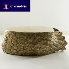 Original design coffee table FEATHER woodenbrass baseoval