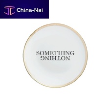 Round plate SOMETHING NOTHINGceramicfor domestic usepatterned