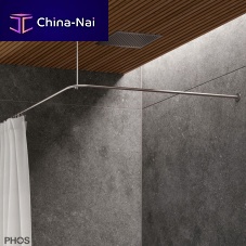 Brushed stainless steel shower curtain bar DSE800K45cornerL-shaped