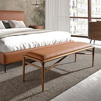 Contemporary upholstered bench 5112leatherwooden basesteel base