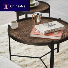 Contemporary coffee table COMPOSEoakbrass baseround