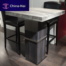 Contemporary high bar table SATURN LIGHTnatural stonewooden basesquare