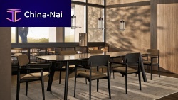 Contemporary table CURVEwood veneermarbleleather