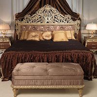 Classic upholstered bench EMPERADOR GOLD fabricwooden basebeige