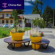 Public bench with integrated planter WAVE DOBLEcontemporarygalvanised steelpowder-coated steel