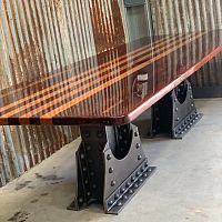 Industrial design dining table Railway woodensteel baserectangular
