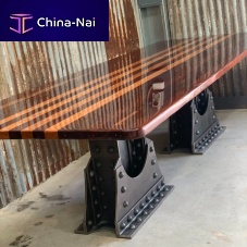 Industrial design dining table Railway woodensteel baserectangular