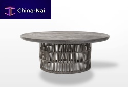 Contemporary coffee table ELBAconcretesynthetic rattanround