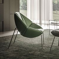 Original design armchair MANTRA fabricleatherwith footrest