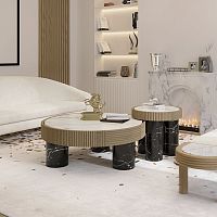 Contemporary coffee table ANJELICA polished brassmarblemarble base