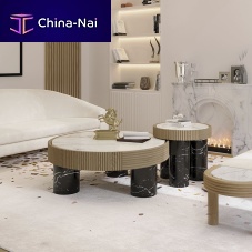 Contemporary coffee table ANJELICA polished brassmarblemarble base