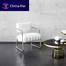 Contemporary armchair Bonaparte fabricleatherchrome steel