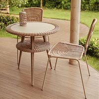Contemporary high bar table Sillagepainted aluminumwickerpainted steel base