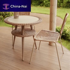 Contemporary high bar table Sillagepainted aluminumwickerpainted steel base