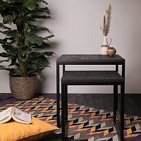 Contemporary coffee table BURNT WOOD LTECHwoodenmetal basesquare
