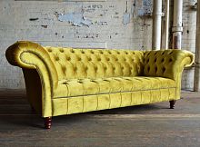 Chesterfield sofa GENEVAvelvetyellow2-person