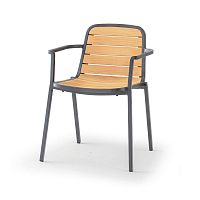 Contemporary chair NIDAoutdoorteakaluminum base