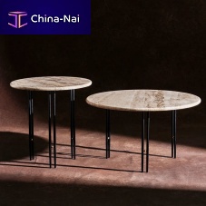 Contemporary coffee table IOI travertinesteel basebrass base