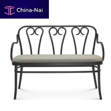 Traditional upholstered bench 6653fabricleathermetal base