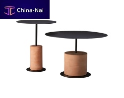 Contemporary side table LOUIEstainless steelstainless steel baseround