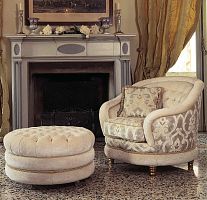Traditional armchair AIRONEfabricwith footrestbeige