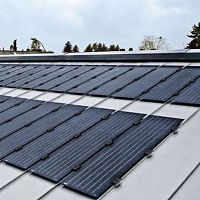Roofing with solar panel RHEINZINK-PV pitchedflatglass