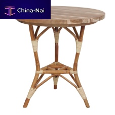 Contemporary dining table PARADISEteakrattan baseround