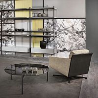 Contemporary armchair Sharonfabricleatherbeech