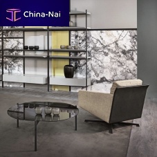Contemporary armchair Sharonfabricleatherbeech