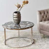 Contemporary coffee table AGATEpolished stainless steelmarblepolished stainless steel base