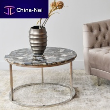 Contemporary coffee table AGATEpolished stainless steelmarblepolished stainless steel base