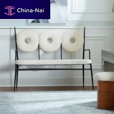 Contemporary bench RONDOfabricsteelwith backrest