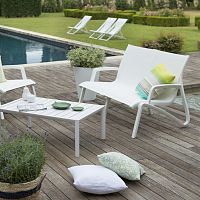 Contemporary garden bench SUNSET CONVERSATIONNELaluminumTextilene®fiberglass