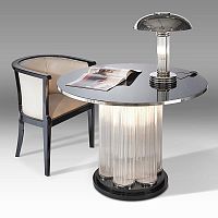 Art Deco table 867nickel-plated brassglassmetal base