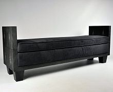 Contemporary upholstered bench 150shagreenwith armrestsblack
